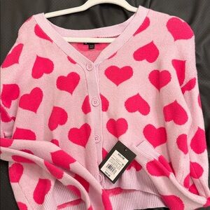 Art Class Pink and Red Heart Sweater